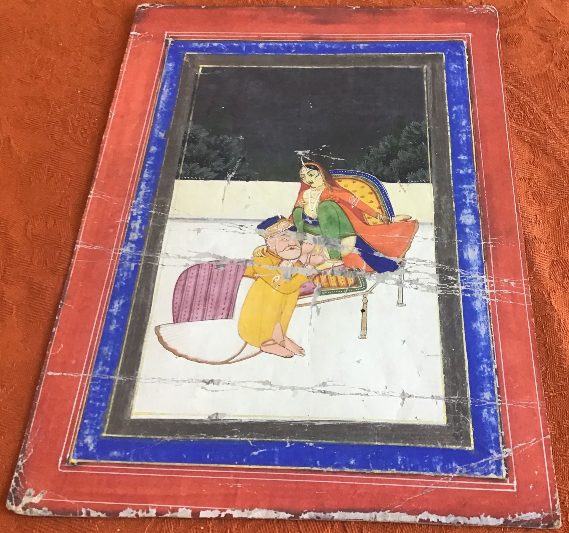 EIGHT EROTIC PAINTINGS. East India. Rajasthan, prob. Jaipur. Late 19th/beg. 20th c. Pigments and - Image 7 of 11