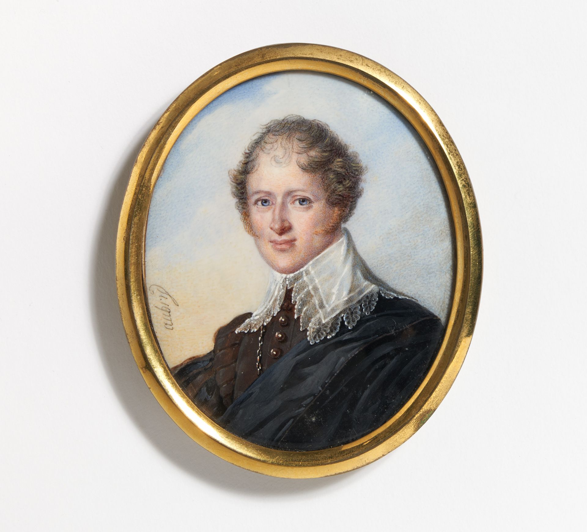 Aubry, Louis Francois. Paris 1767 - 1851. Portait eines Herren in altniederländischer Robe. Aquarell - Bild 2 aus 2