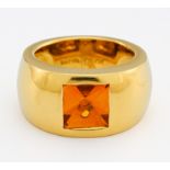 CITRIN-RING. Deutschland. Um 2000. 750/- Gelbgold, Punze, Gesamtgewicht: ca. 19,5 g. EU-RM: 54,5.