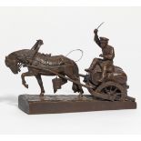 Wolff, Moritz. 1854 Berlin - 1923 Lüneburg. Einspänner. Bronze. Höhe: 23cm. Kyrillisch bezeichnet