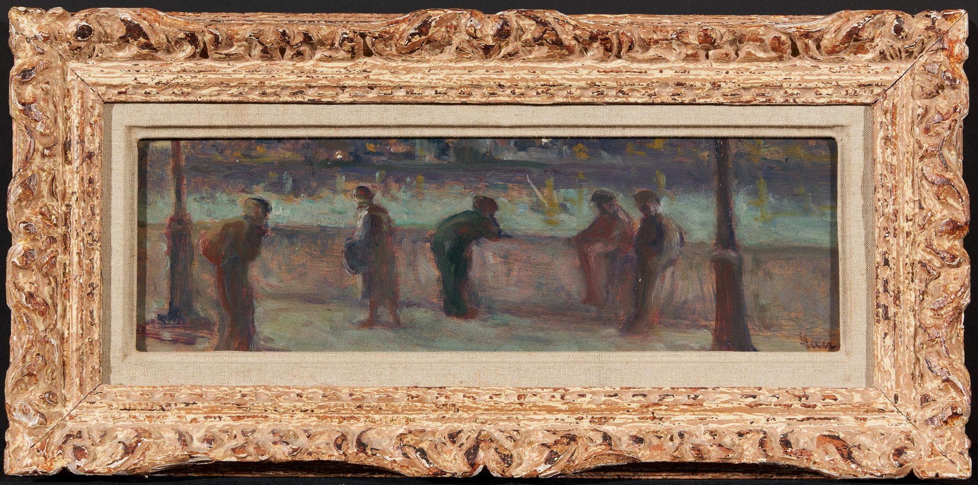 Luce, Maximilien. 1858 Paris - 1941 Rolleboise. "Quai de Seine". Öl auf Holz. 12,5 x 38cm. - Bild 2 aus 4