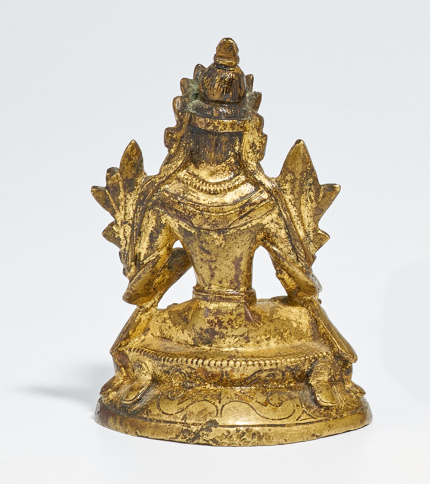RARE DEPICTION OF SIDDHAIKAVIRA. Tibet. 18th c. Fire gilt old bronze. Base closed underneath prob. - Image 2 of 6