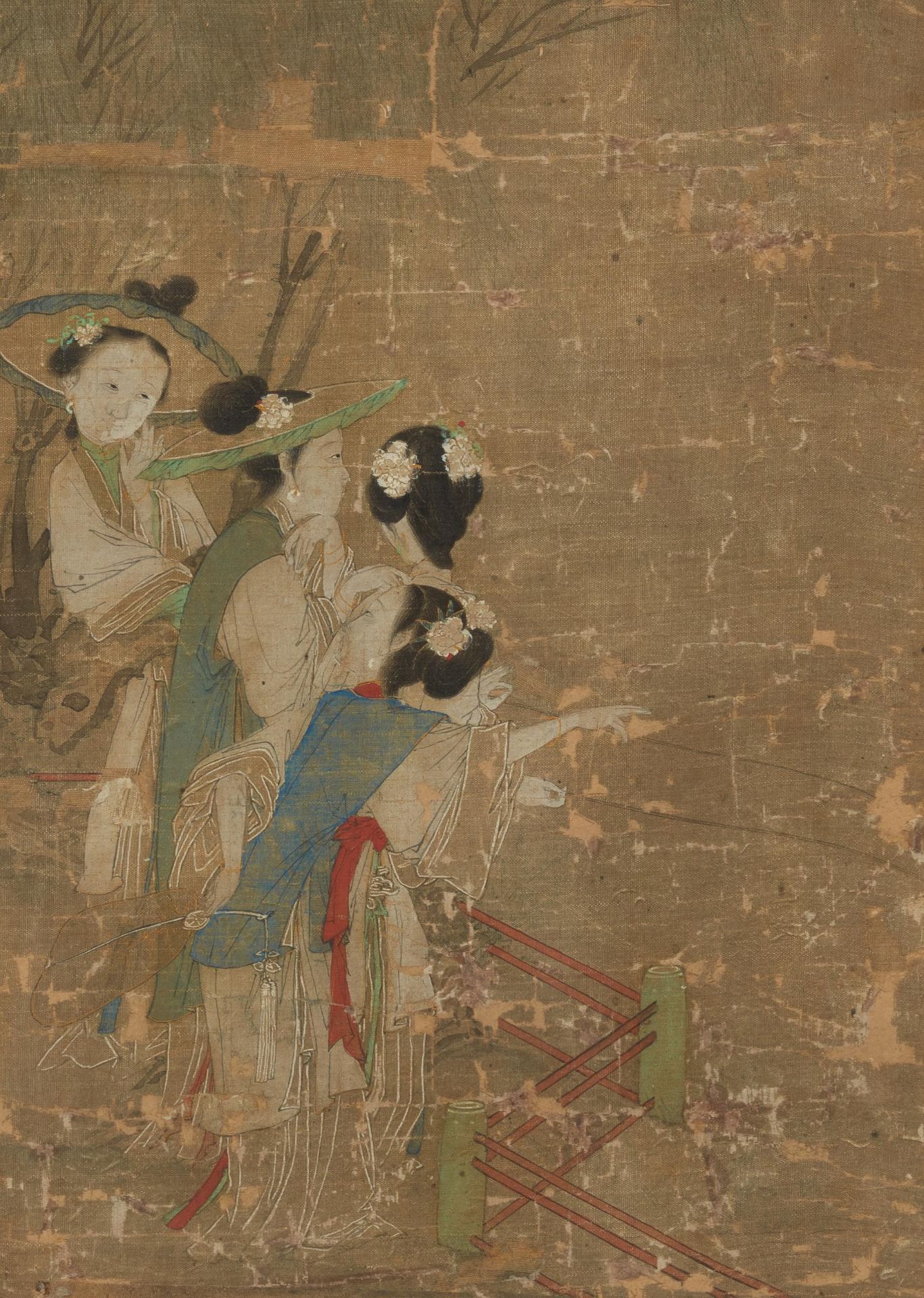 TWO PAINTINGS WITH LADIES. China. 18th/19th c. Ink and pigments on paper resp. silk. Each framed - Bild 3 aus 3