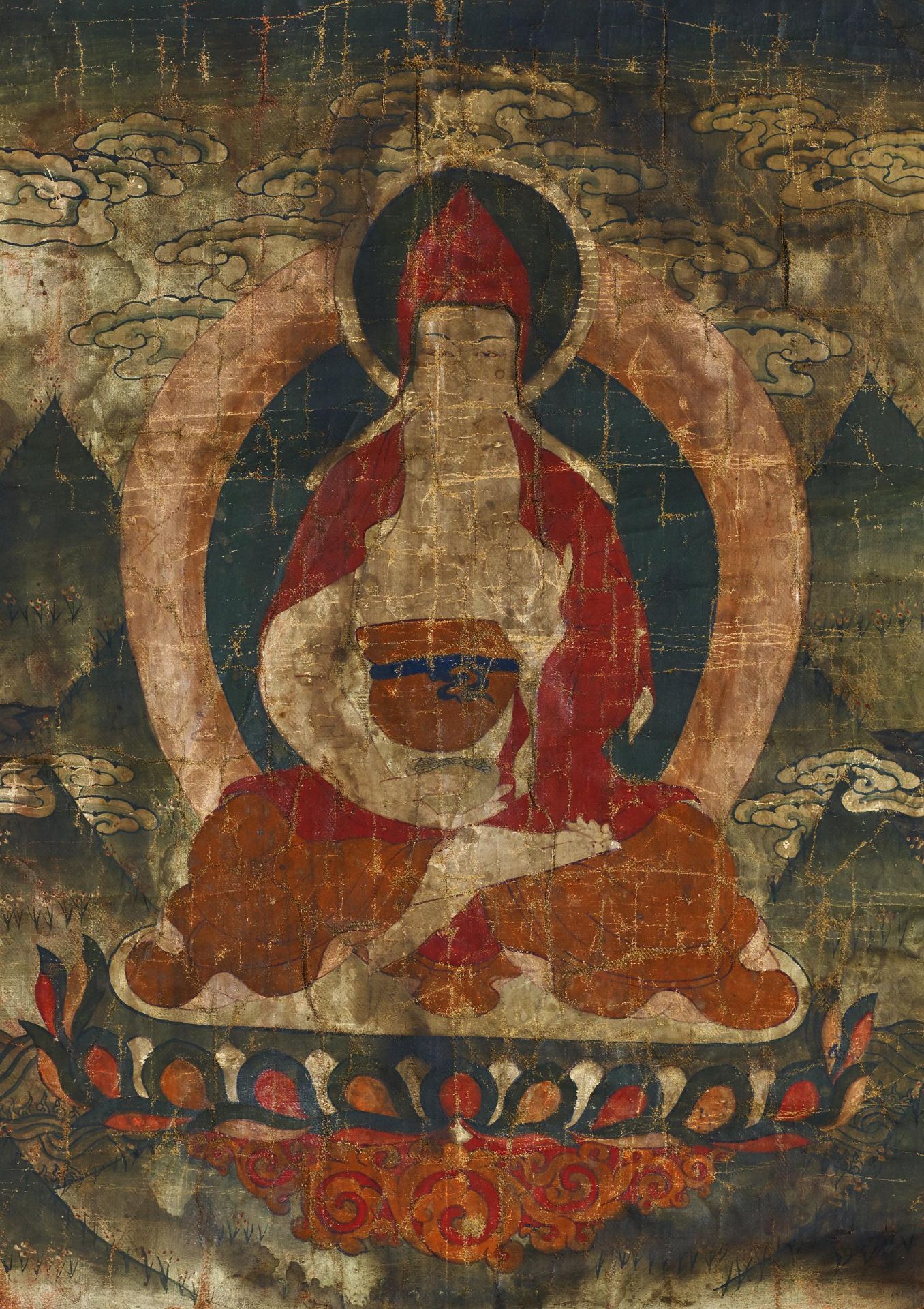 RARE SET OF FOUR THANGKA WITH EMANATIONS OF PADMASAMBHAVA (GURU RINPOCHE). Tibet. 18th c. Pigments - Bild 8 aus 26