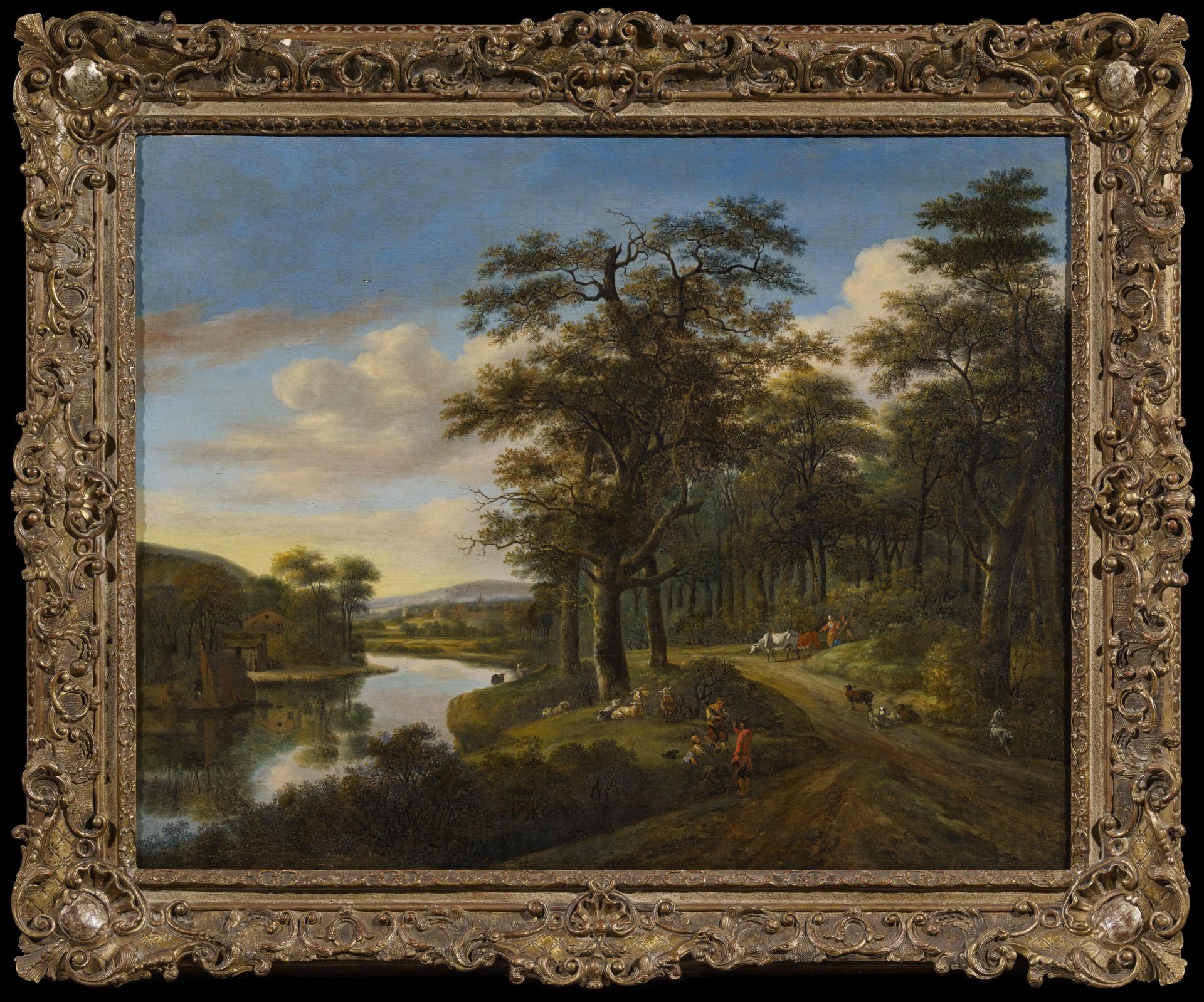 Niederländischer Meister - um 1700 Flusslandschaft mit Figurenstaffage. Öl auf Leinwand. 80 x 112, - Bild 2 aus 5