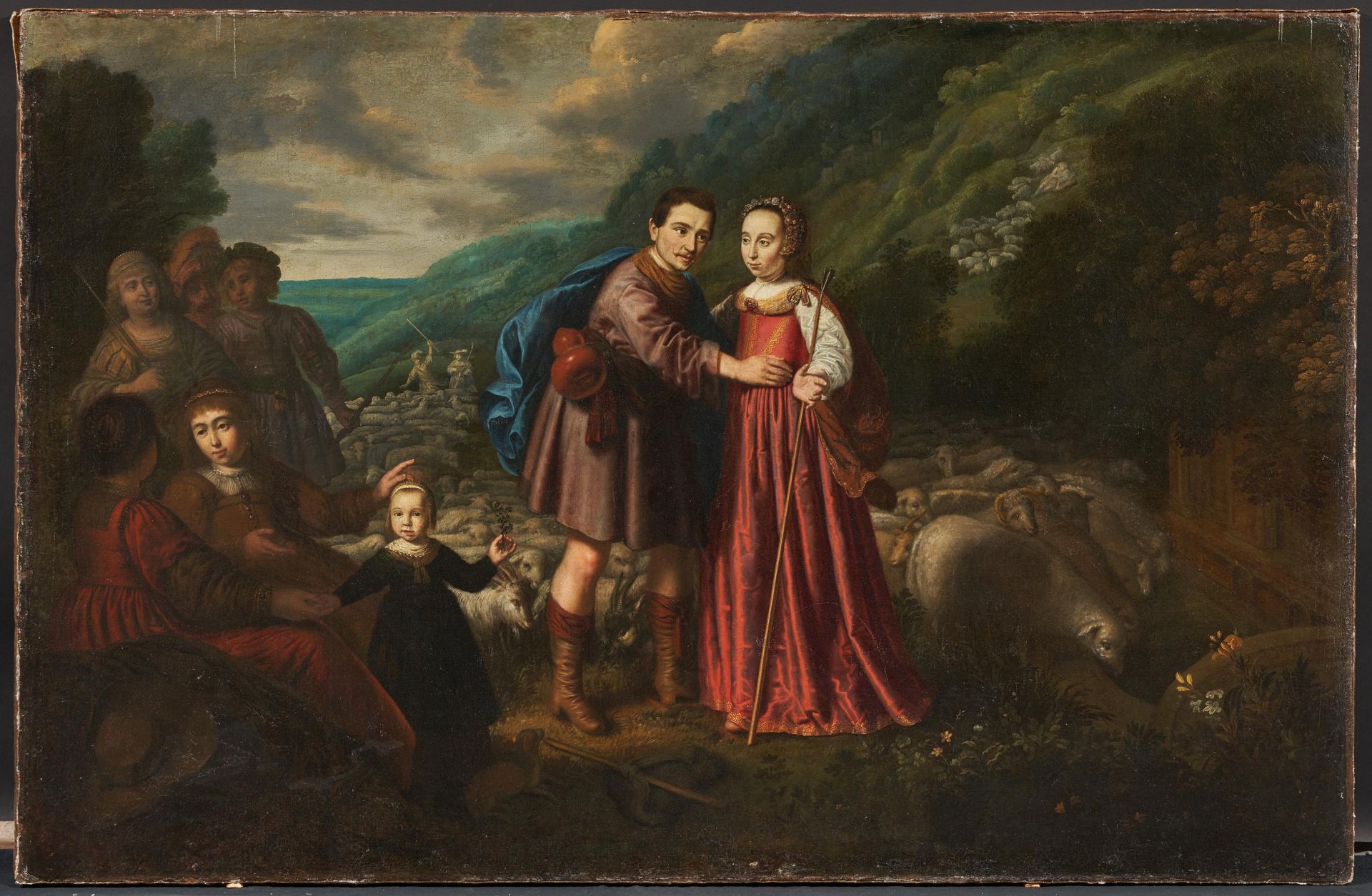 SAANTVOORT, DIRCK DIRCKSZ. Amsterdam ca. 1610 - ca. 1680 - circle   Rebecca and Elizier (Genesis - Image 2 of 4