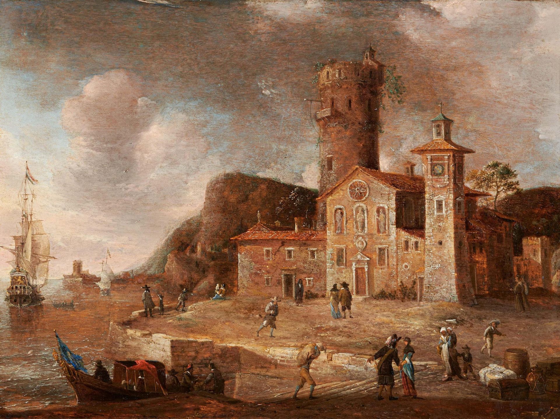 Beerstraten, Jan Abrahamsz. Amsterdam 1622 - 1666. Umkreis. Befestigter italienischer Hafen. Öl