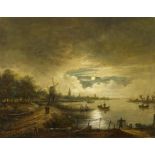 Neer, Aert van der. Amsterdam um 1603 - 1677. Nachfolge. Nachtlandschaft mit Wanderern. Öl auf