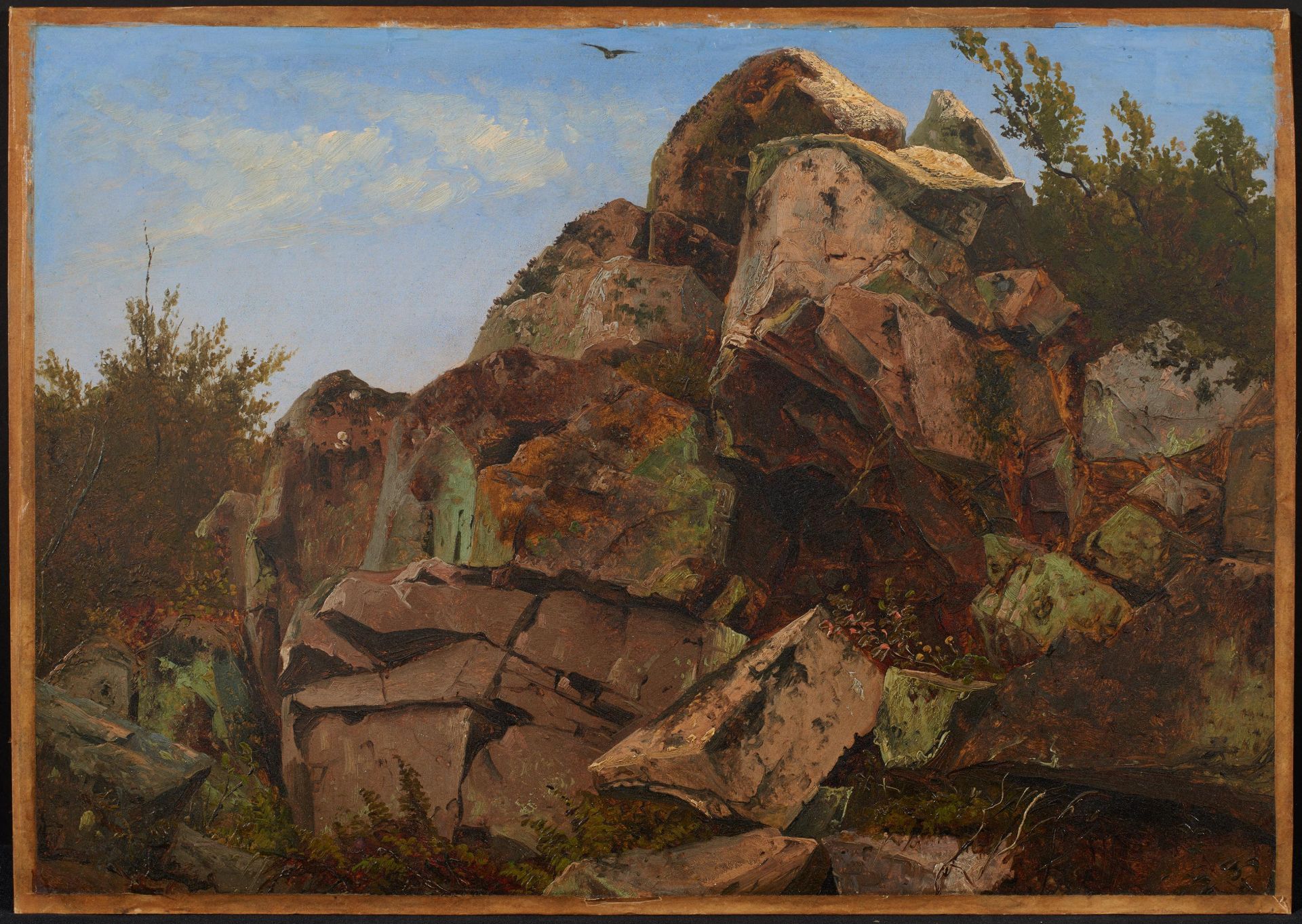 Kieldrup, Anton Edvard. 1826 Hadersleben - 1869 Kopenhagen. Felsen auf Bornholm. Öl auf Papier. - Image 2 of 4