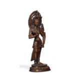 STANDING TARA. Nepal. 19th/20th c. Copper bronze. 951g. H.22.3cm. Condition A/B. Provenance: