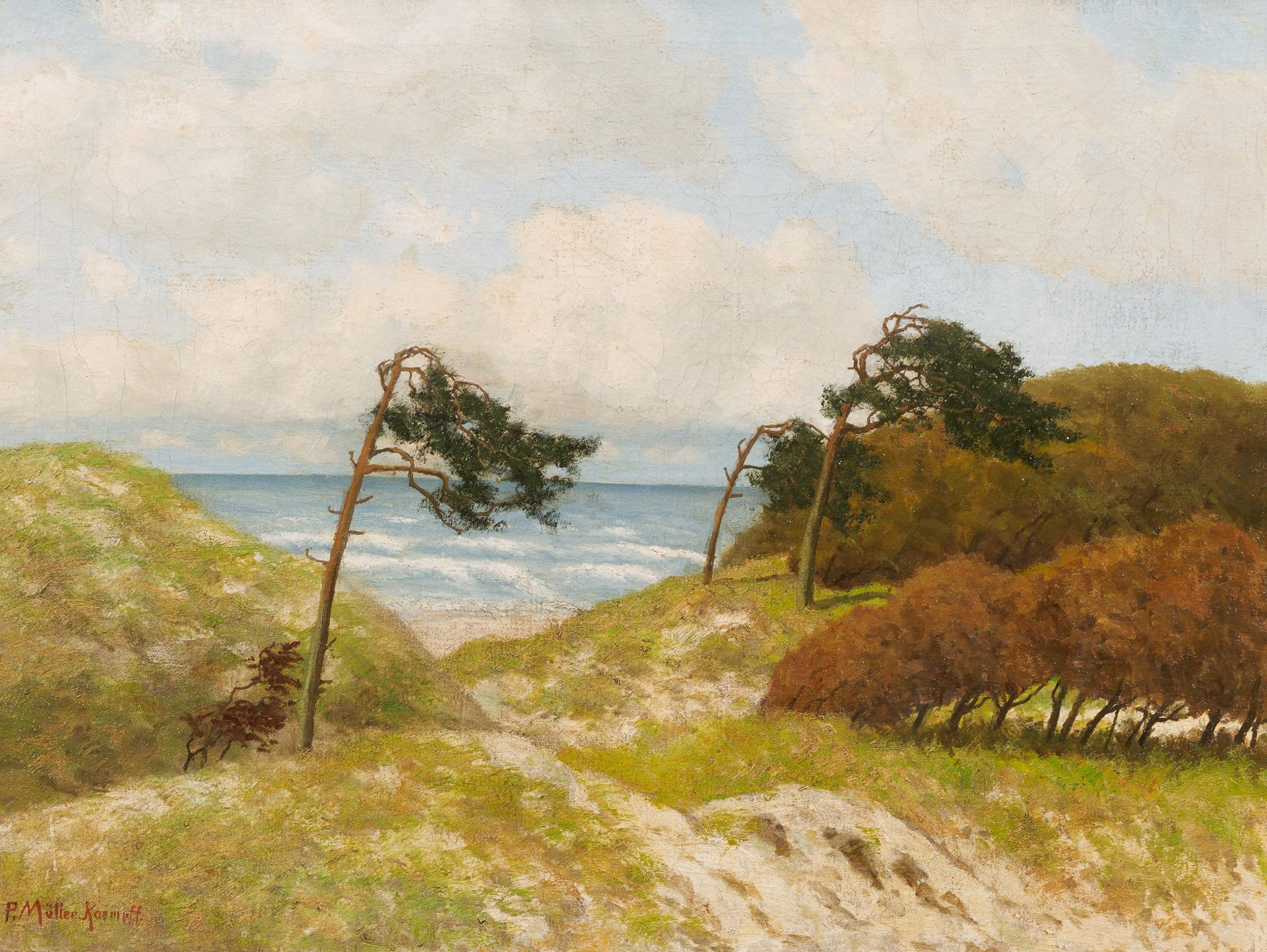 Müller-Kaempff, Paul. 1861 Oldenburg - 1941 Berlin. Ostseeküste. Öl auf Leinwand. 60,5 x 81cm.