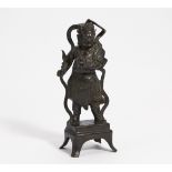 DAOIST HEAVENLY GUARDIAN - WEN QIONG. China. 18th-19th c. or earlier. Bronze with dark patina. H.