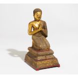 KNEELING MONK IN ANJALI MUDRA. Thailand. Ratanakosin period (from 1782). Late 19th - early 20th c.