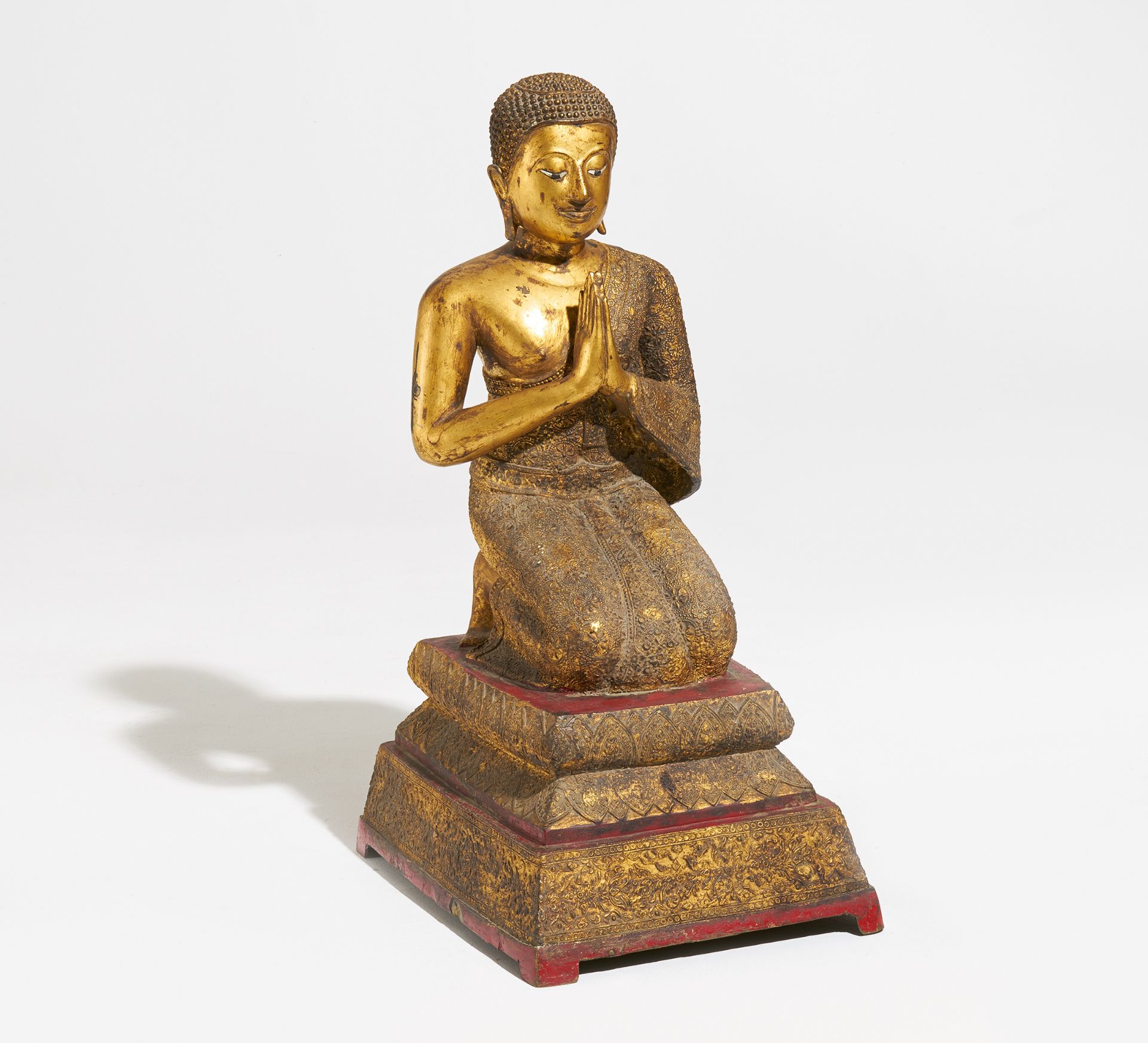 KNEELING MONK IN ANJALI MUDRA. Thailand. Ratanakosin period (from 1782). Late 19th - early 20th c.