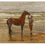 Junge mit Pferd am Strand