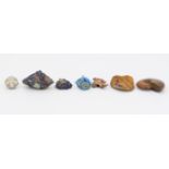 Gruppe von verschiedenen Mineralien und 3 Versteinerungen