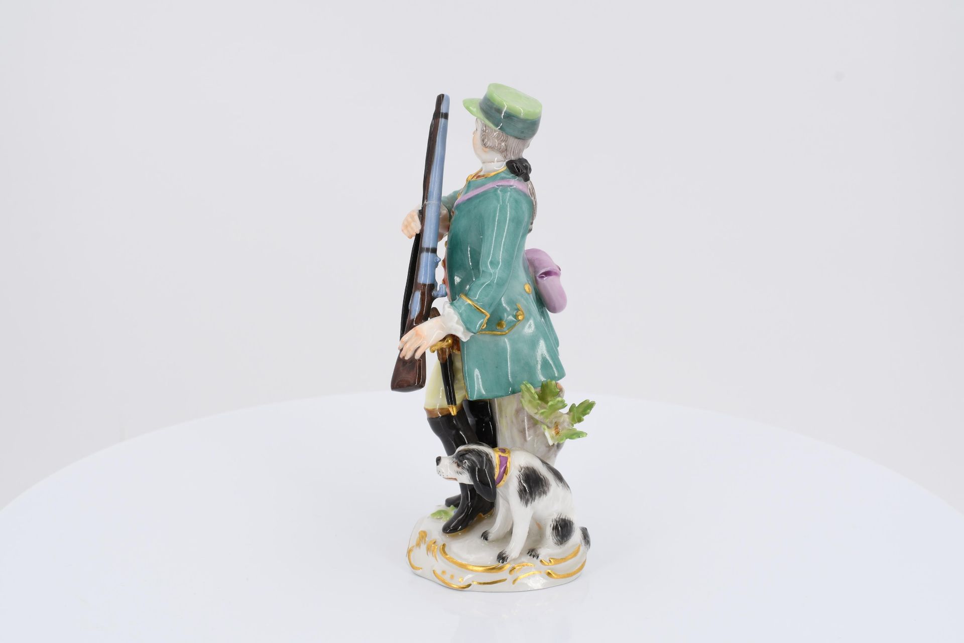 Porcelain figurine of hunter with musket and dog - Image 3 of 6