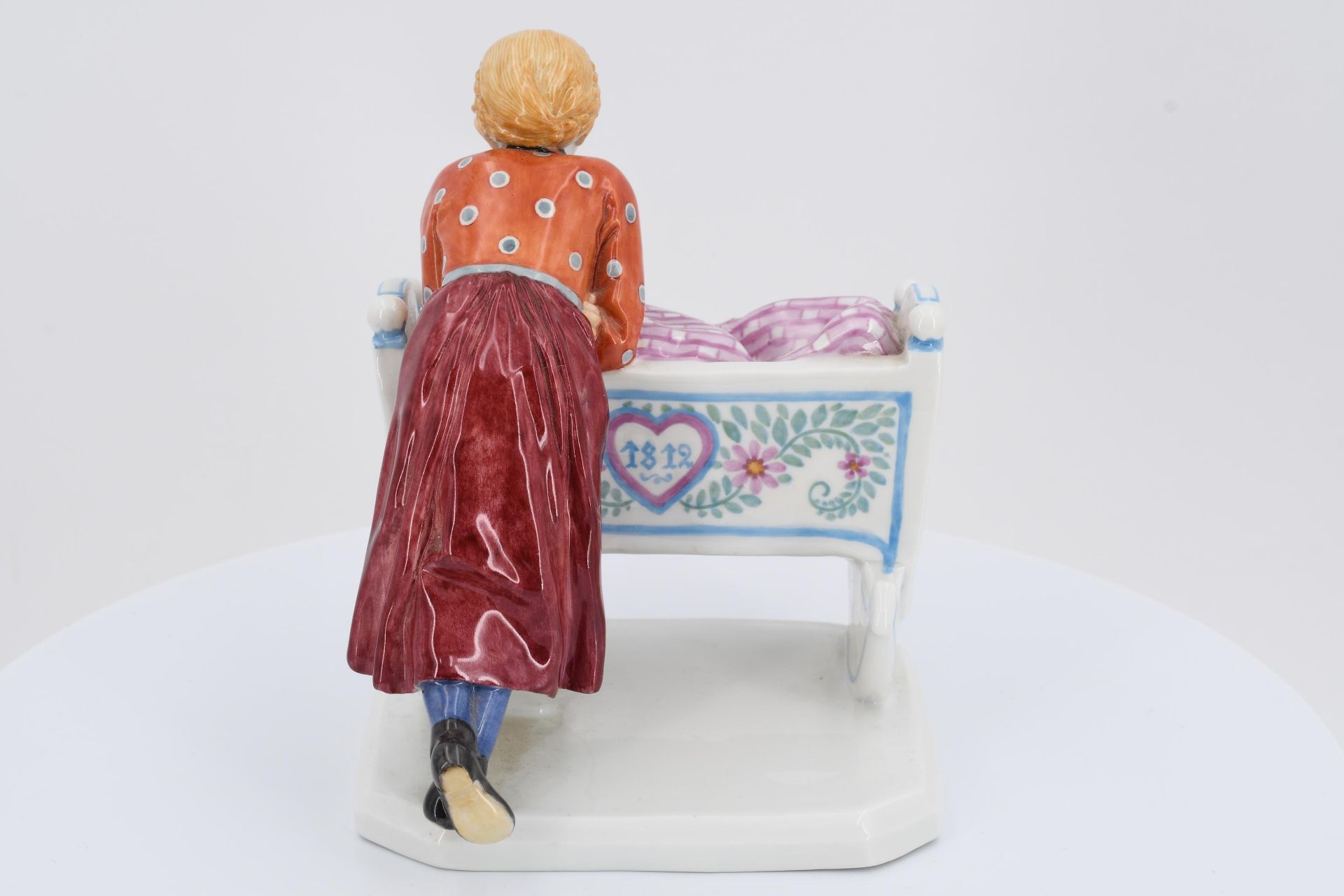 Porcelain figurine of girl with cradle - Image 4 of 6