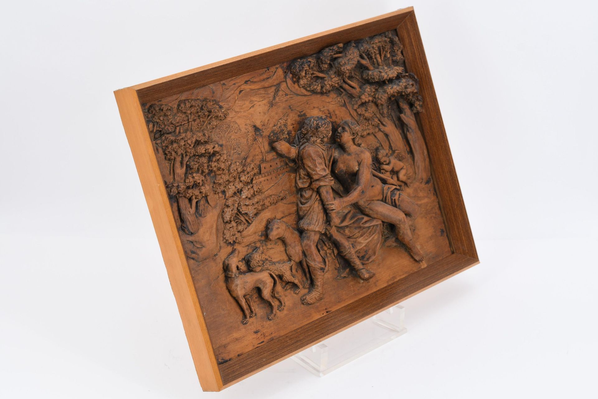 Pair of wooden reliefs with mythological scenes - Image 4 of 7