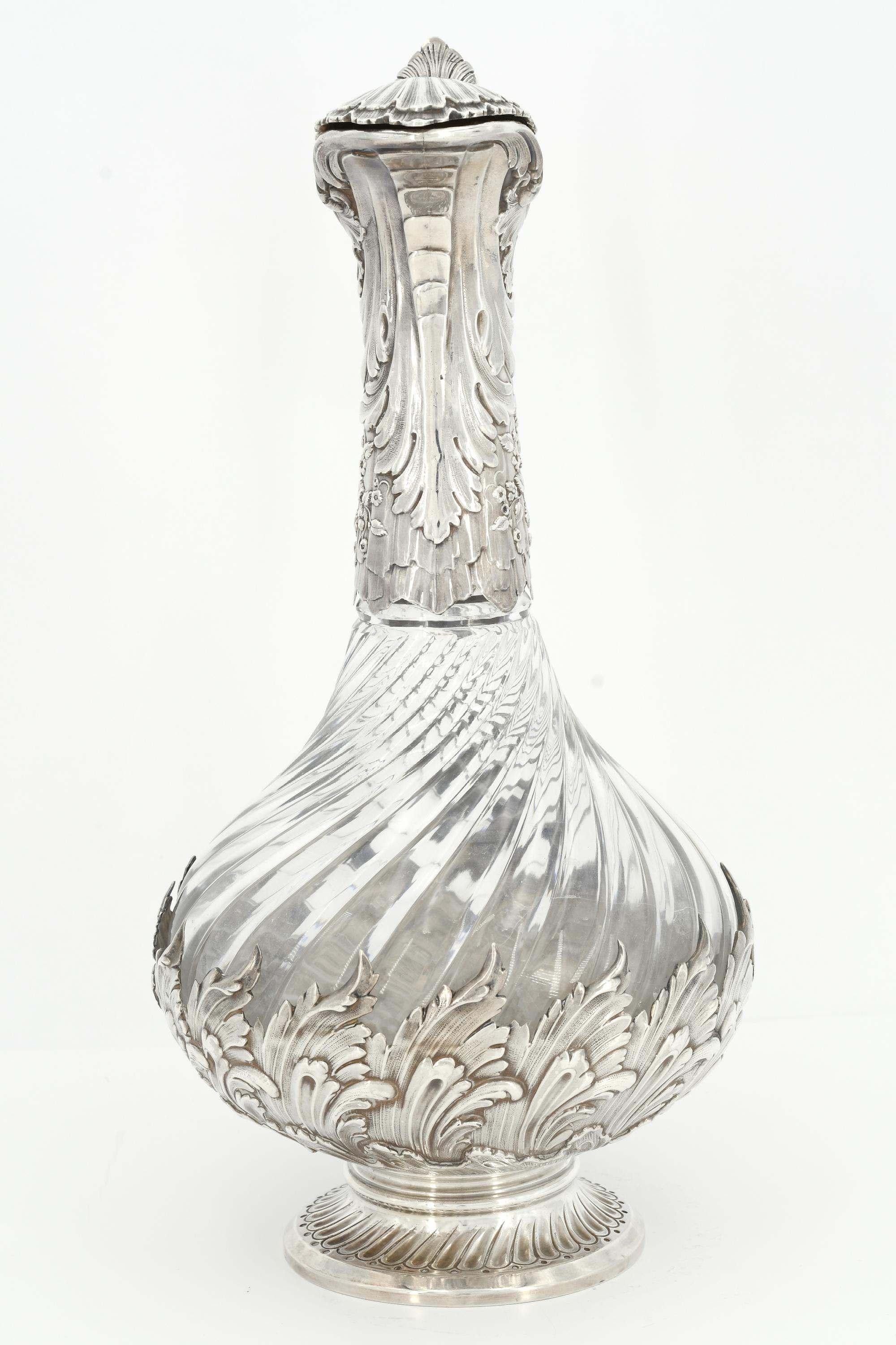 Rococo style silver and glass carafe - Image 5 of 8