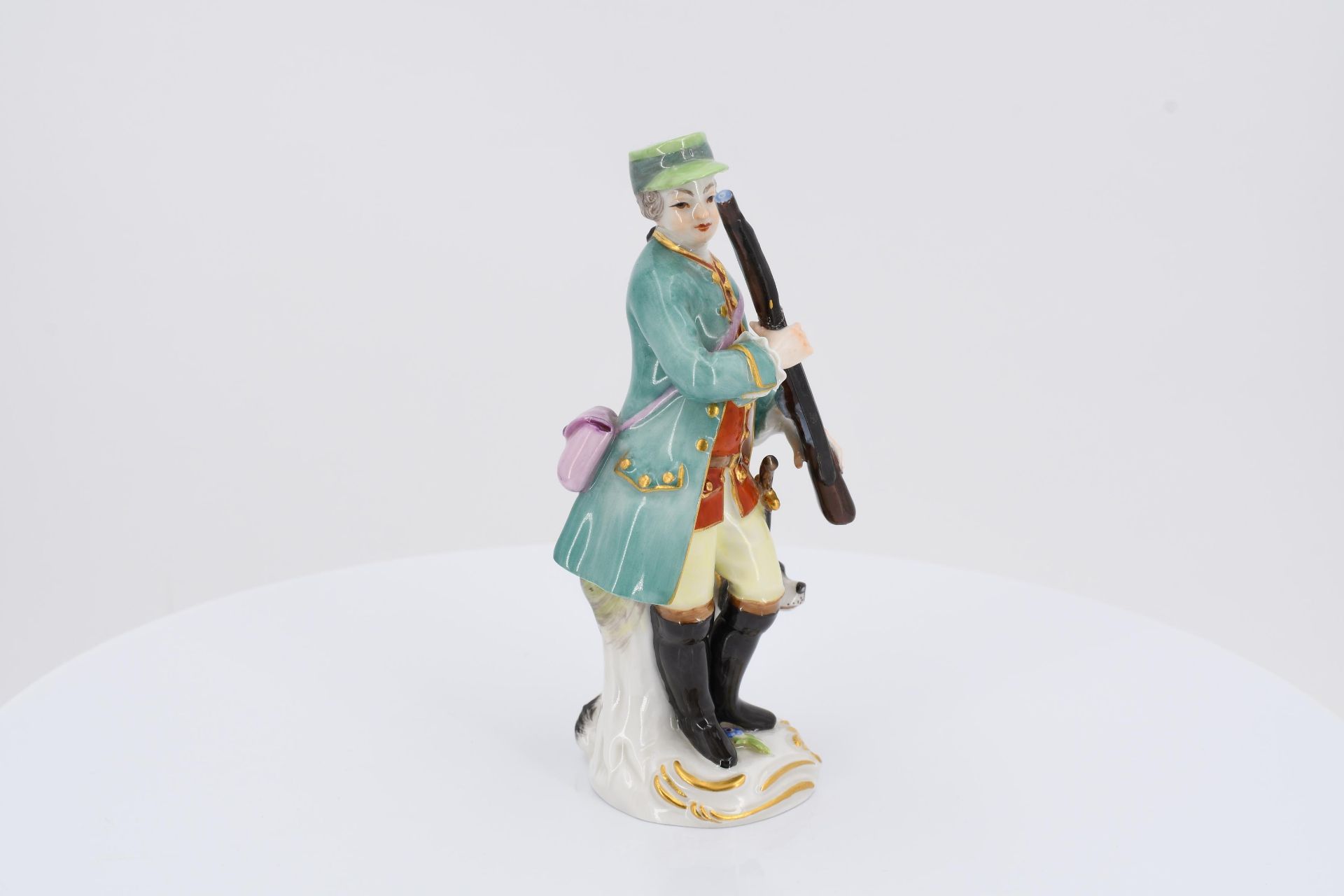 Porcelain figurine of hunter with musket and dog - Image 5 of 6