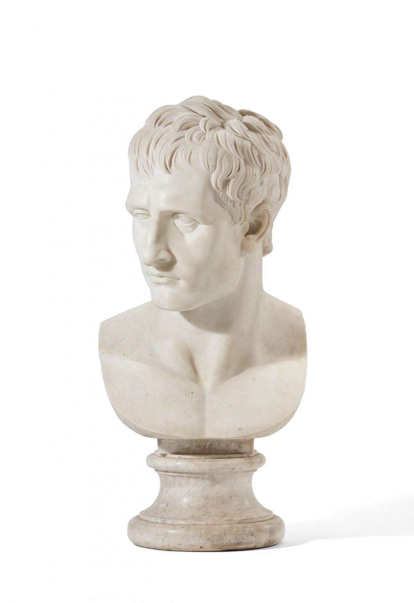 Monumental white marble bust Napoleon I. Bonaparte as Mars Pacificus - Image 2 of 6