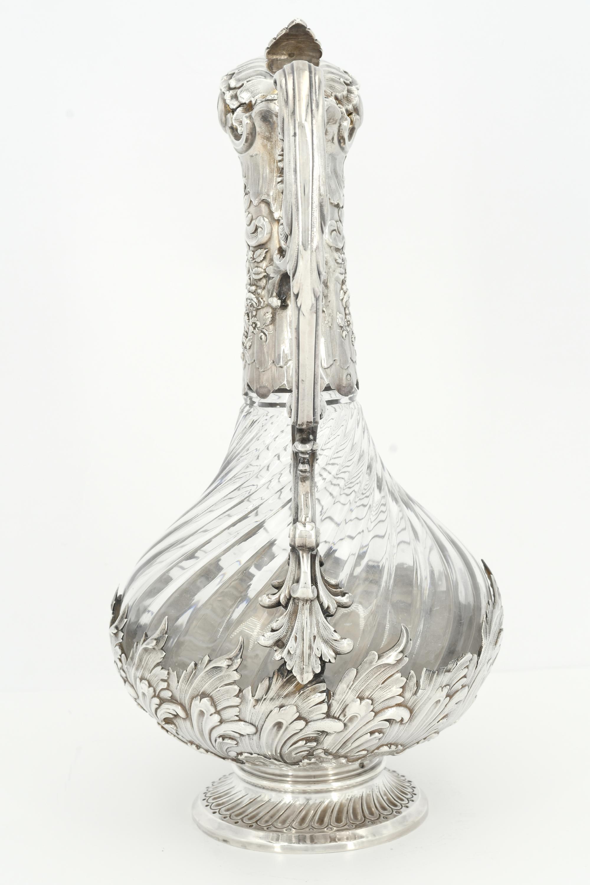 Rococo style silver and glass carafe - Image 3 of 8