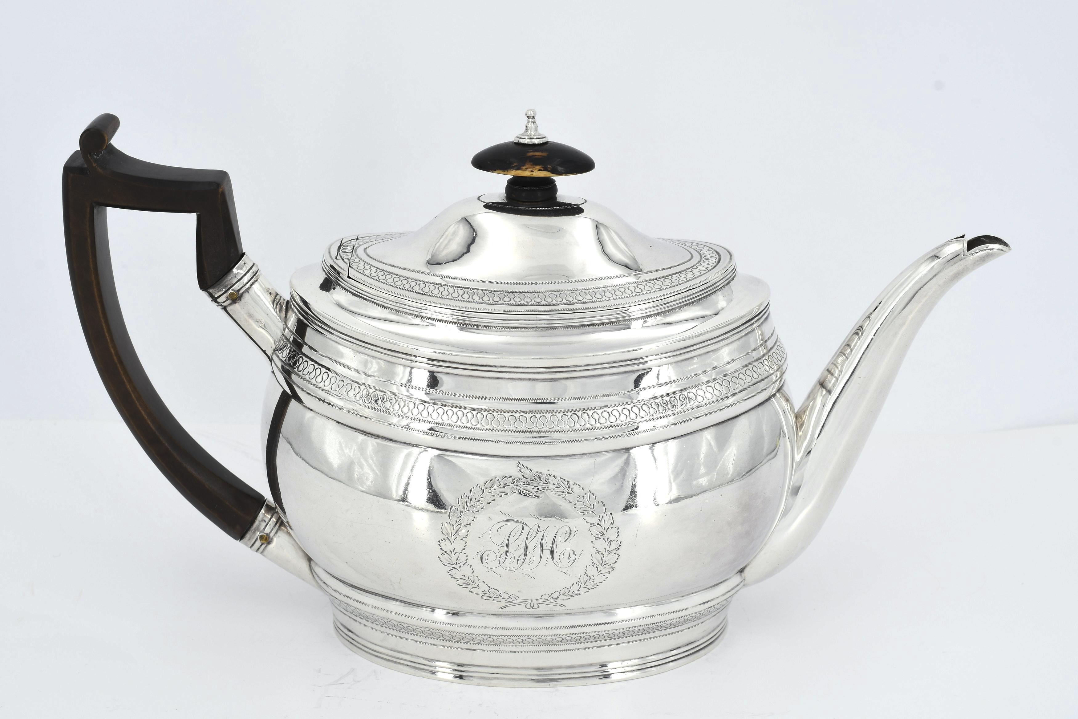 George III silver tea pot on stand - Image 4 of 9