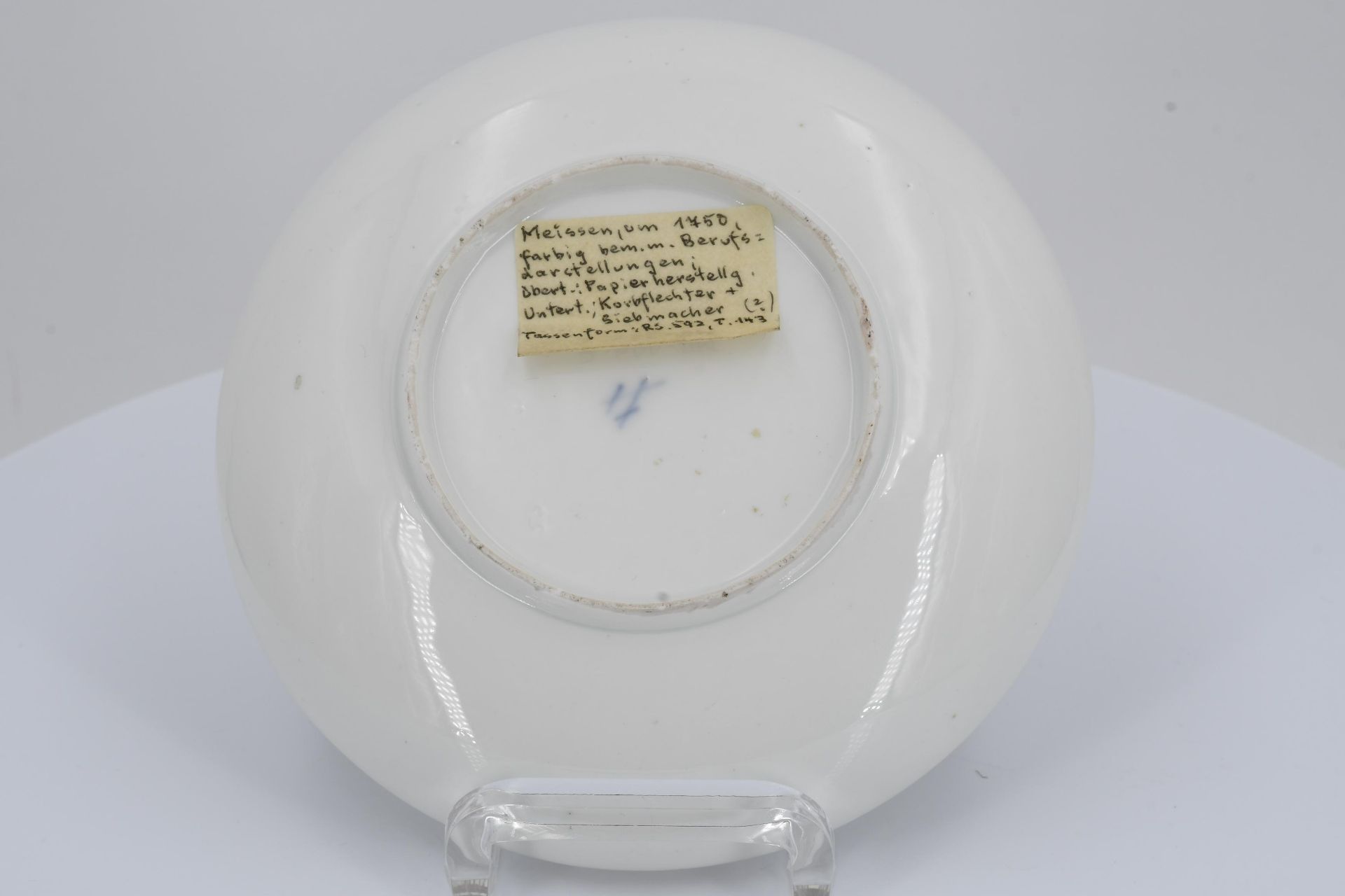 Porcelain cup and saucer with occupation depictions - Image 3 of 9