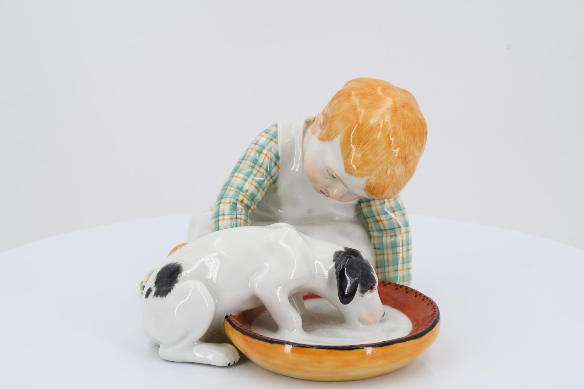 Porcelain figurine of girl with a drinking dog - Image 3 of 6