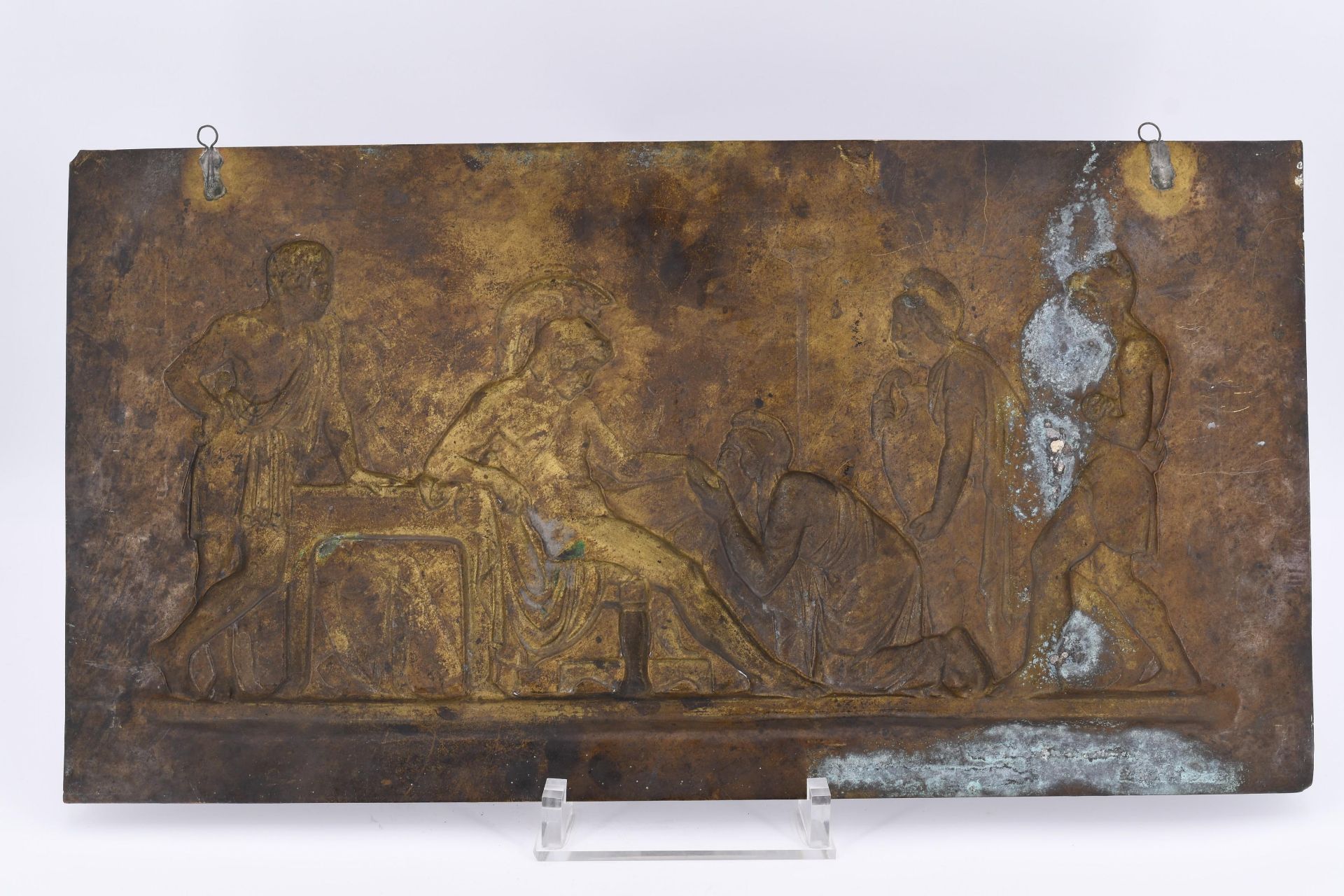 Relief bronze panel showing Priam in front of Achill - Image 3 of 3