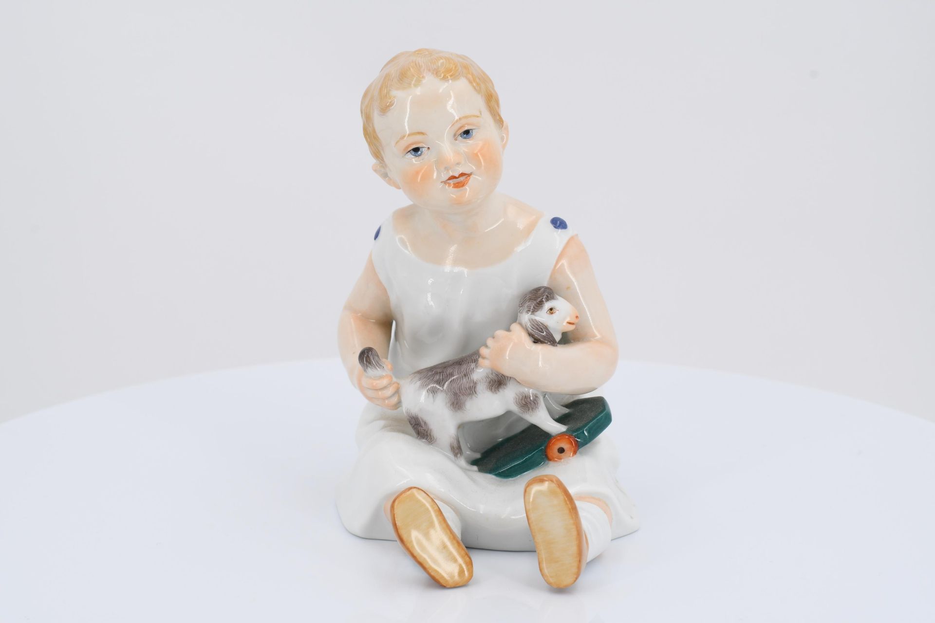 Porcelain figurine of sitting girl with sheep - Image 2 of 6