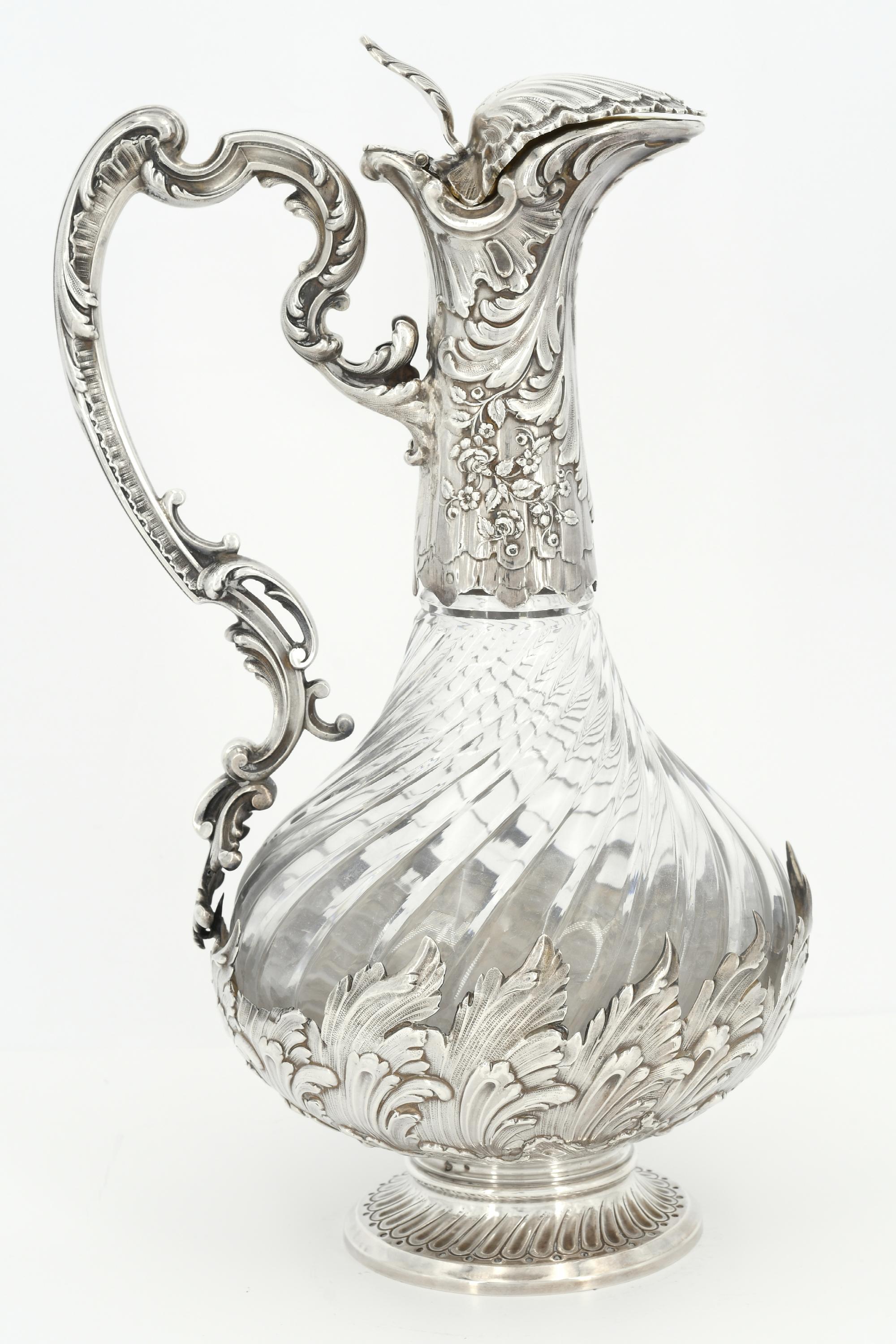 Rococo style silver and glass carafe - Image 2 of 8