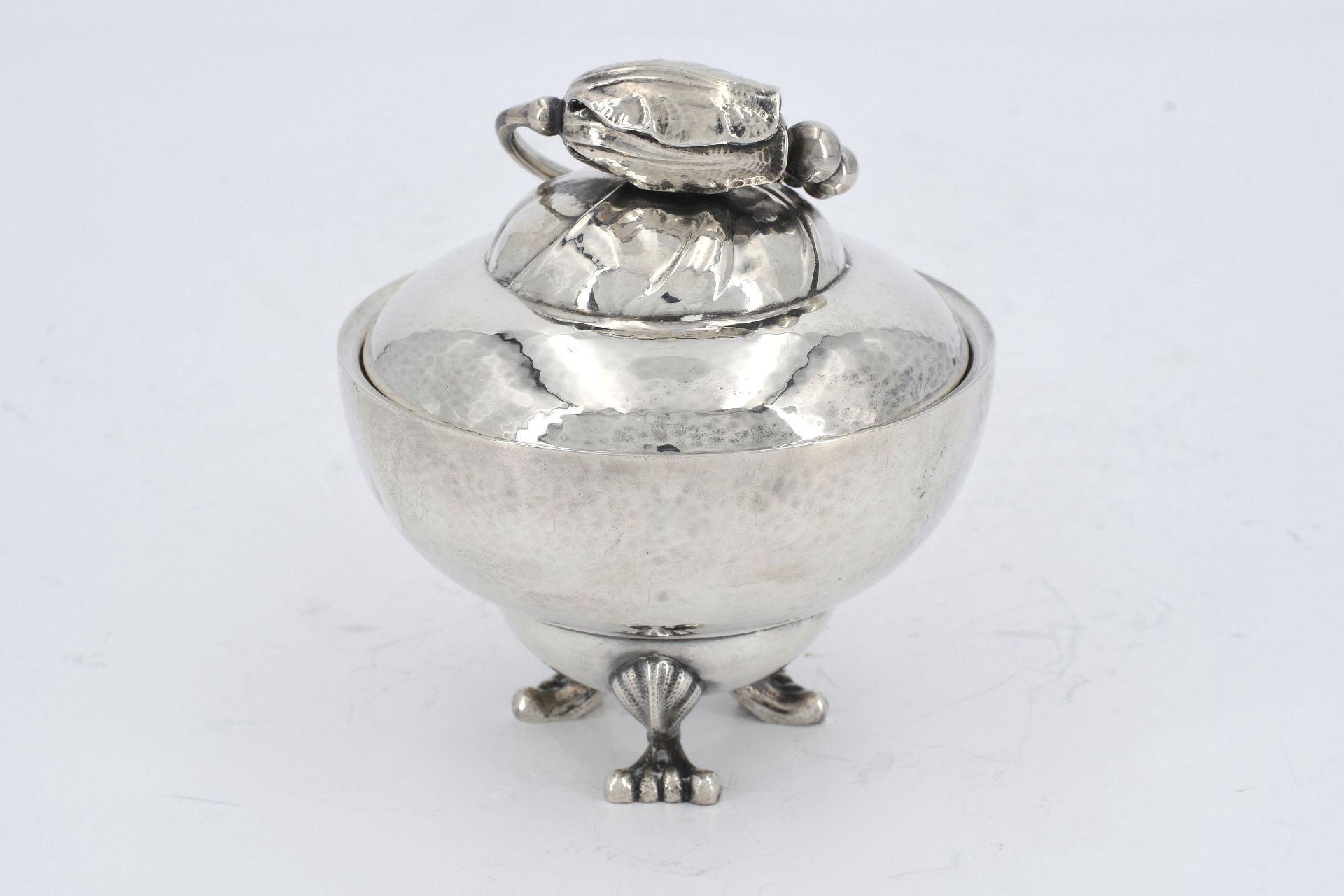 Silver sugar bowl, creamer & milk jug "Blossom" with ivory handles - Image 11 of 14