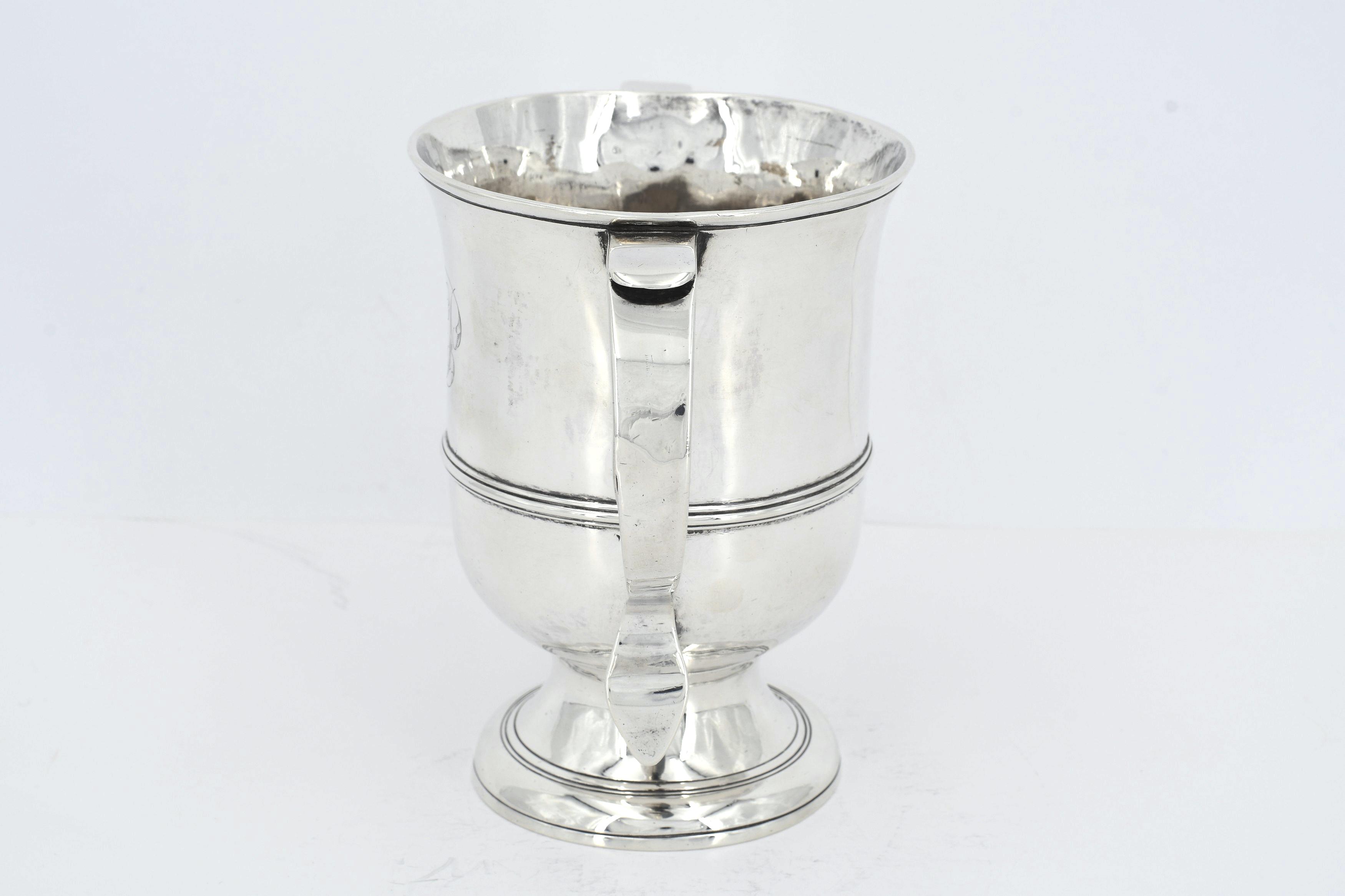 George III silver double-handled beaker with monogram - Image 3 of 7