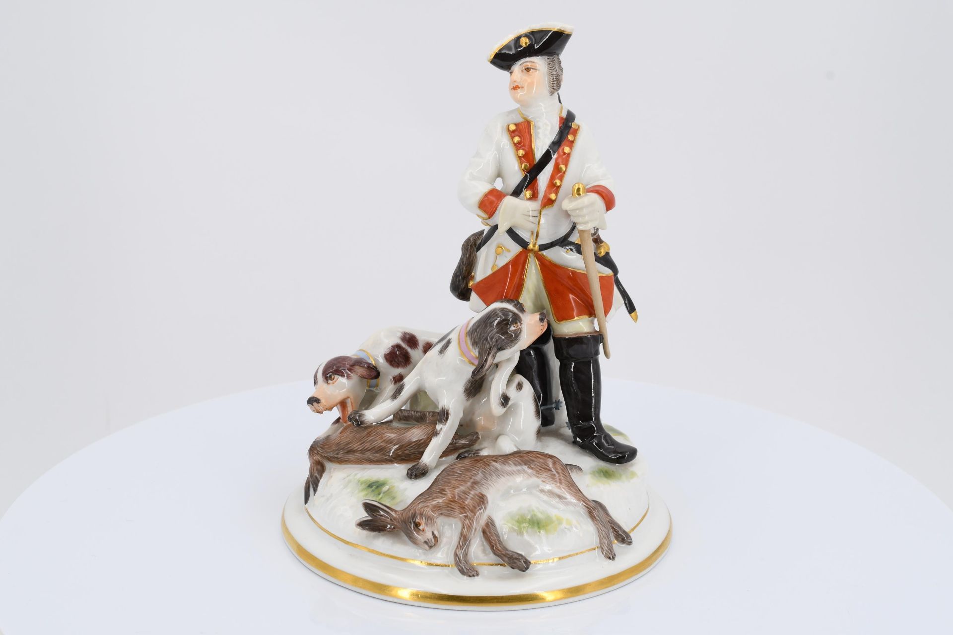 Porcelain ensemble of hunter with slain rabbit - Image 2 of 6