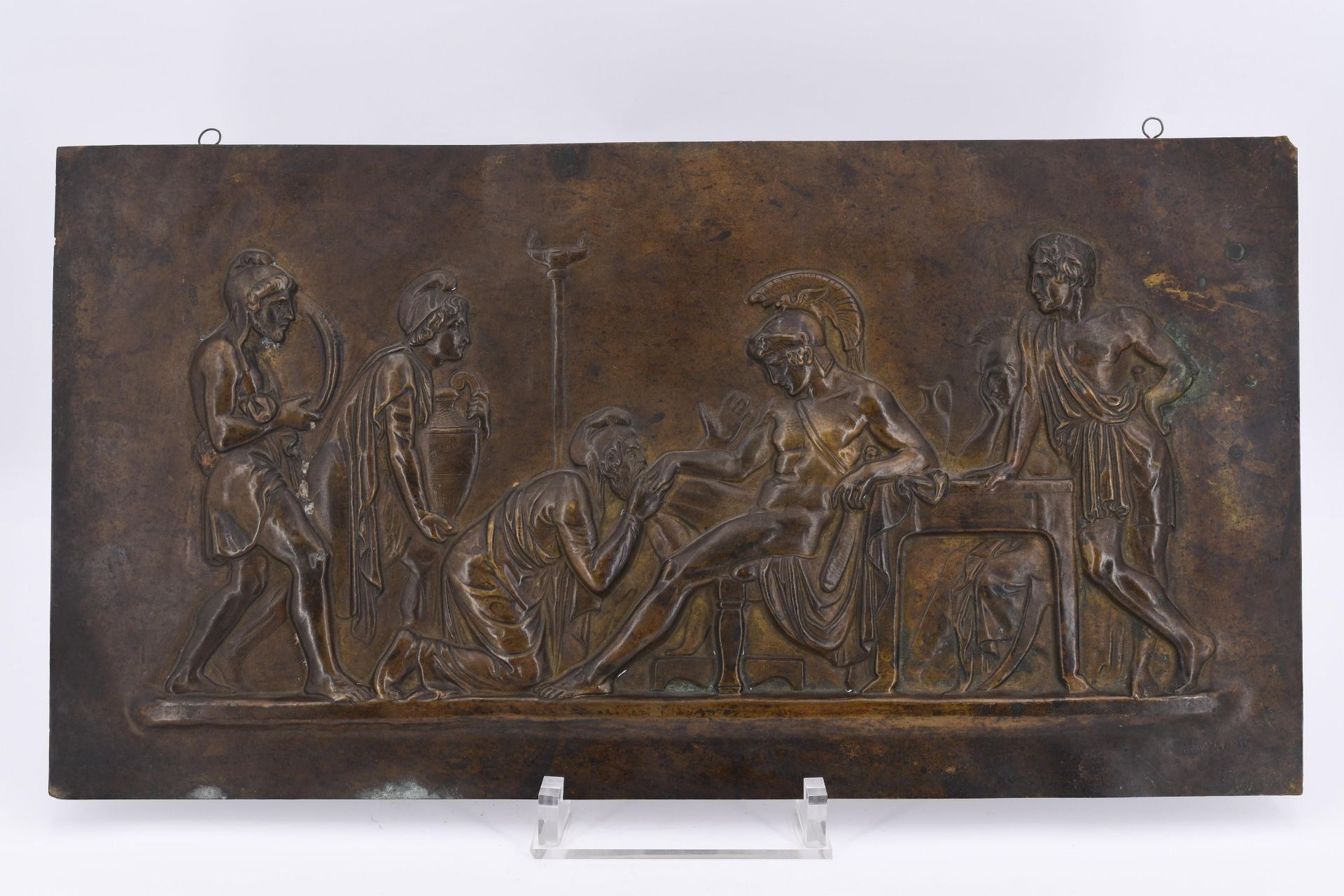Relief bronze panel showing Priam in front of Achill - Image 2 of 3