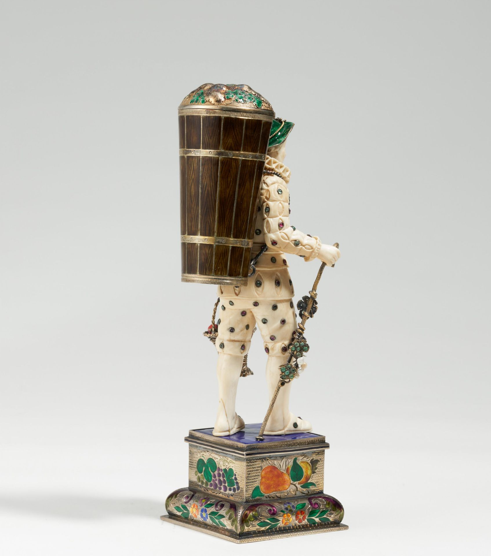 Ivory, enamel and silver "Büttenmännchen" figurine - Image 5 of 6