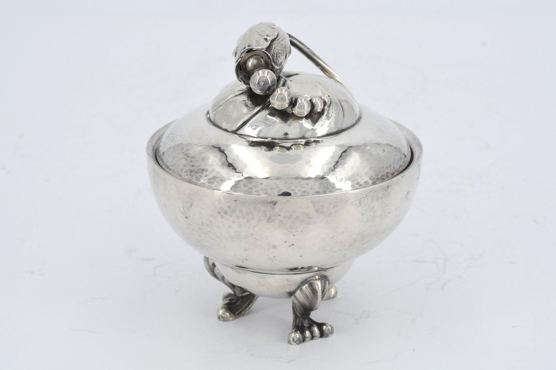 Silver sugar bowl, creamer & milk jug "Blossom" with ivory handles - Image 12 of 14