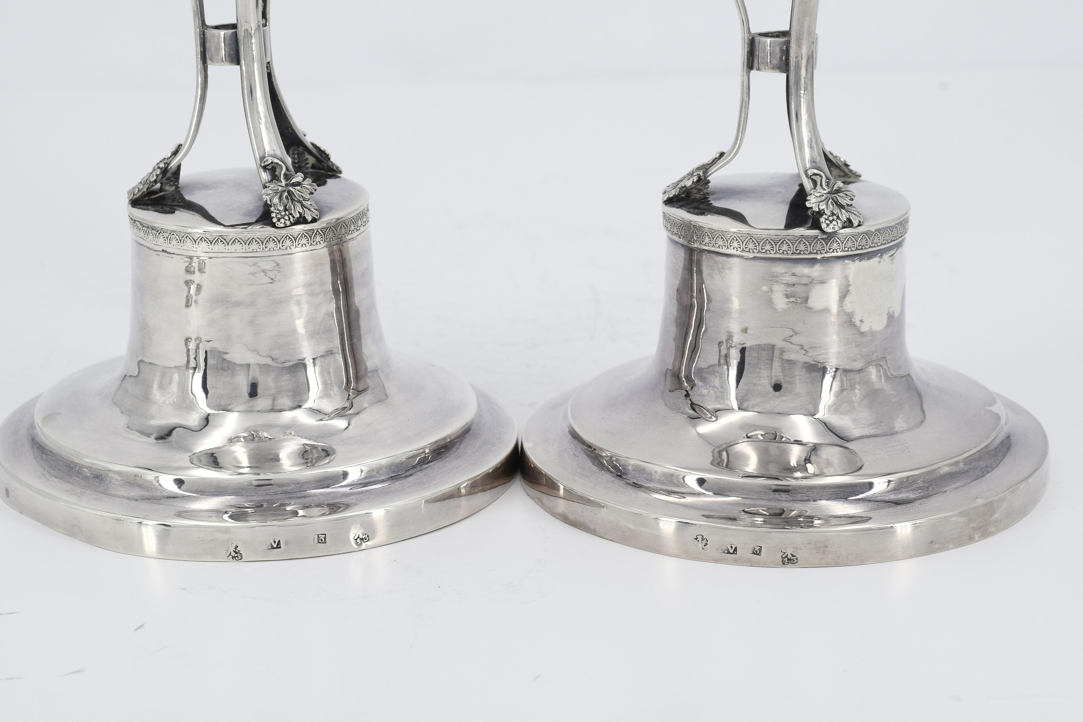 Pair of silver Empire candlesticks with Hermes décor - Image 8 of 8