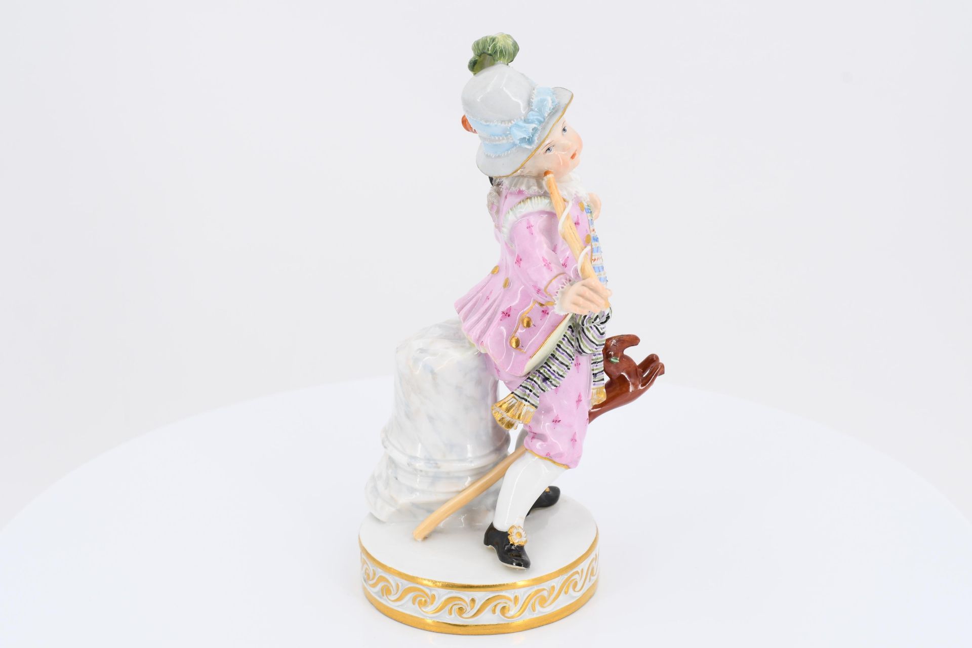 Porcelain figurines of boy with stick horse and lady feeding kitten - Image 5 of 11