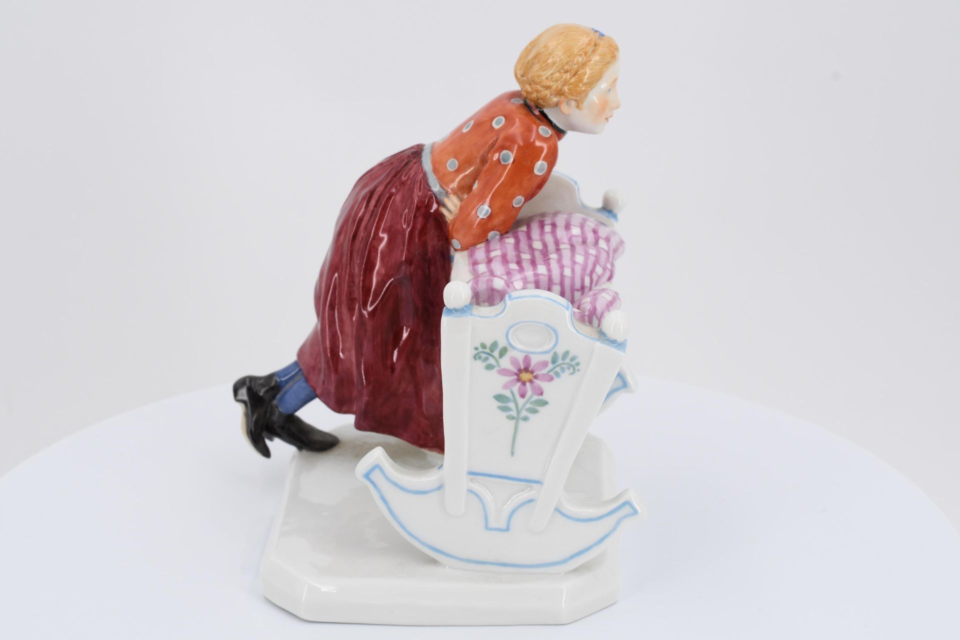 Porcelain figurine of girl with cradle - Image 5 of 6