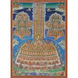 Bedeutendes, grosses Thangka des Tsogshin der Gelugpa-Schule