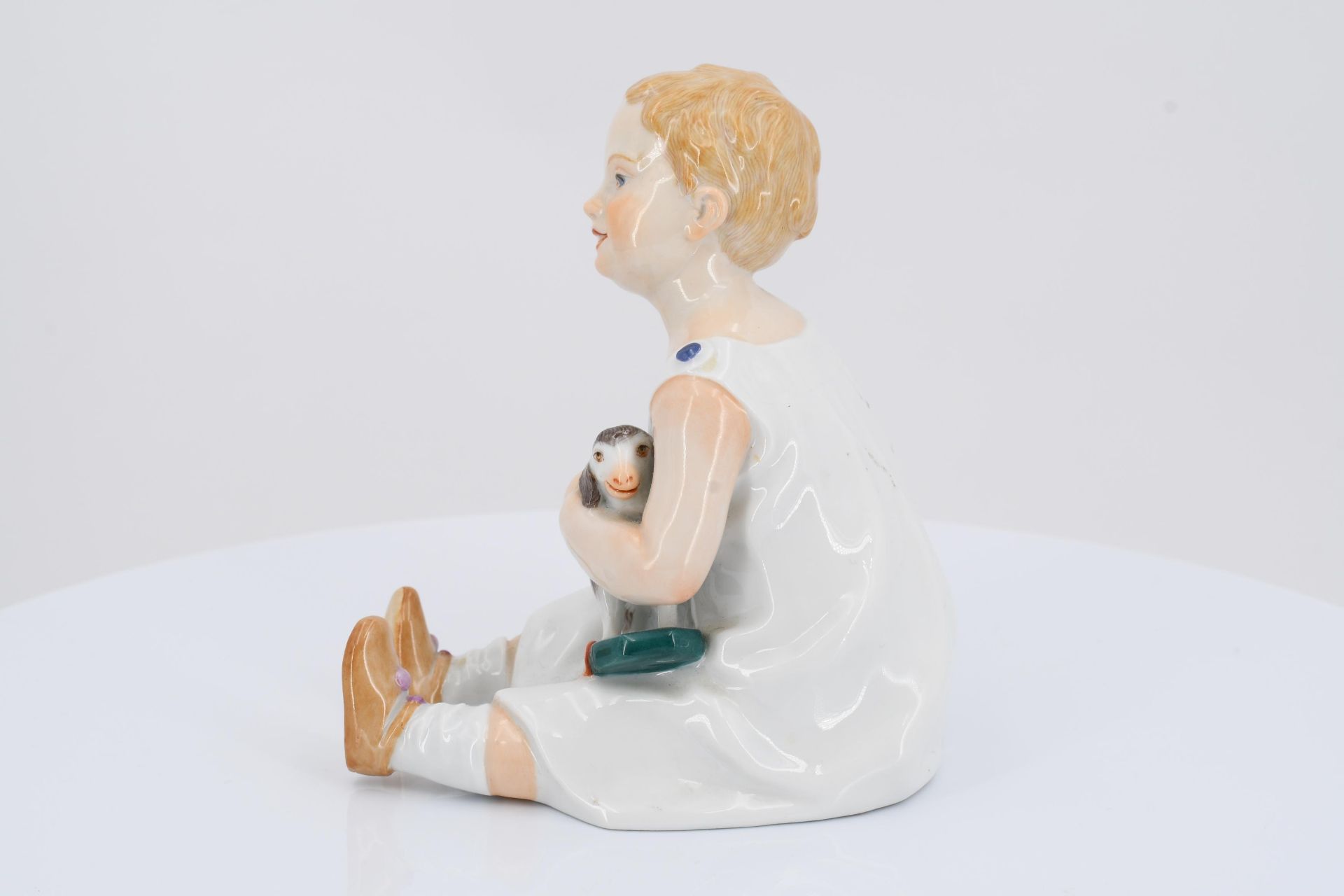 Porcelain figurine of sitting girl with sheep - Image 3 of 6