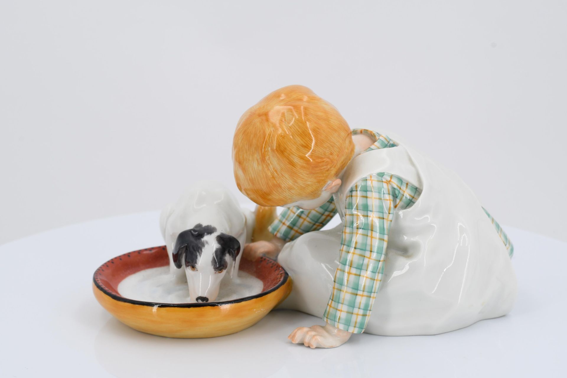 Porcelain figurine of girl with a drinking dog - Image 4 of 6