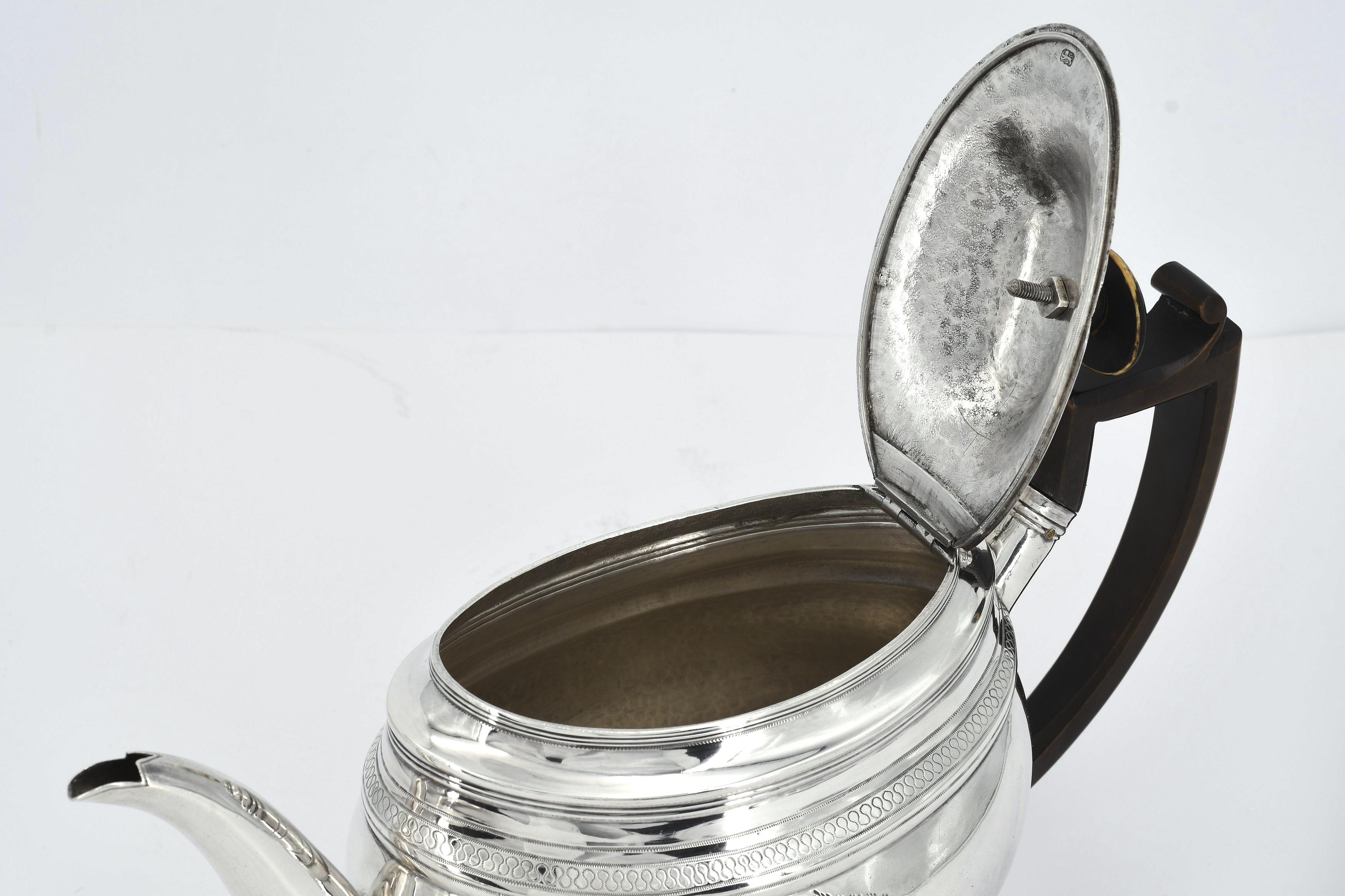 George III silver tea pot on stand - Image 6 of 9