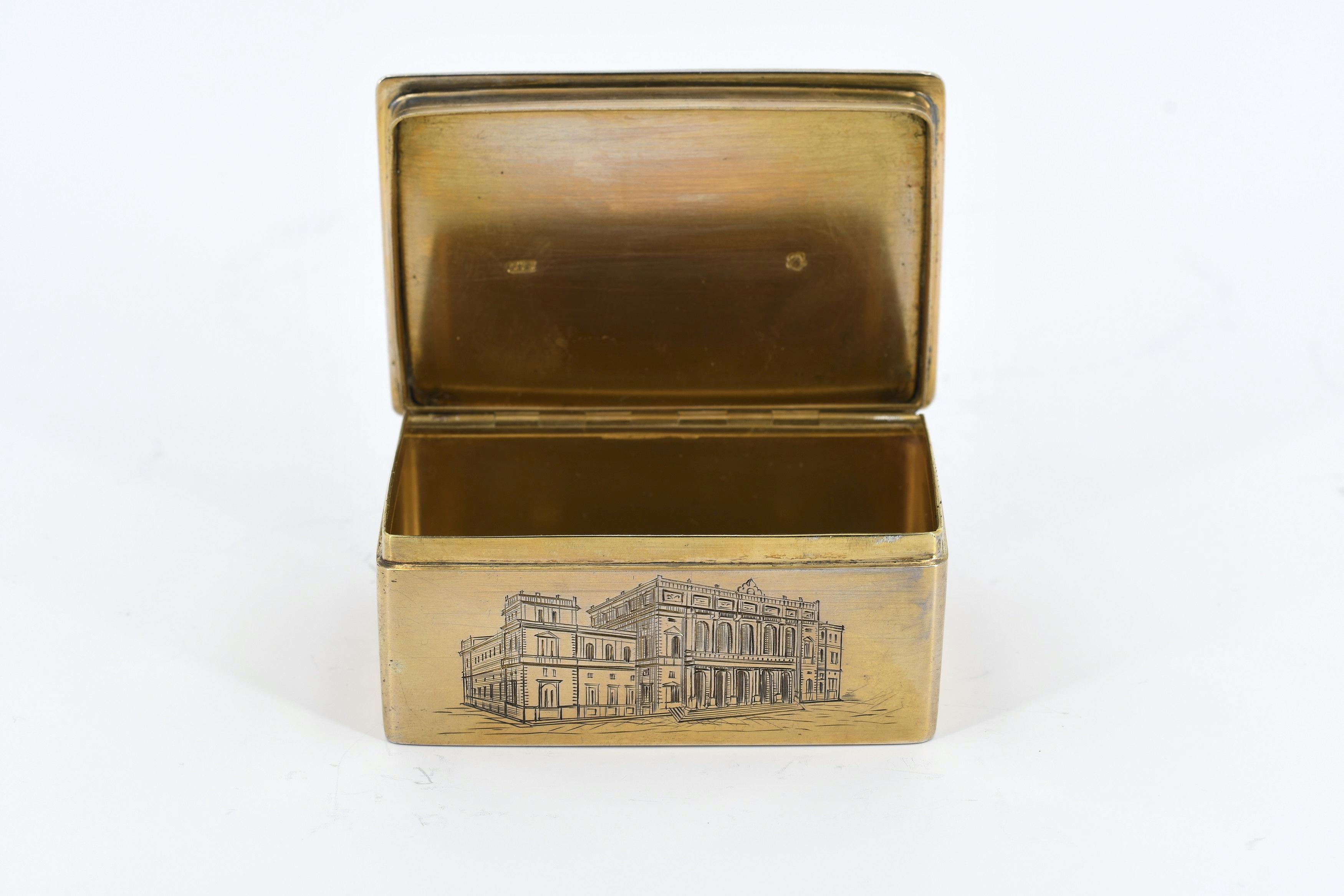 Two exquisite gilt silver and glass snuffboxes with cityscapes of rome in micro mosaic - Image 13 of 14