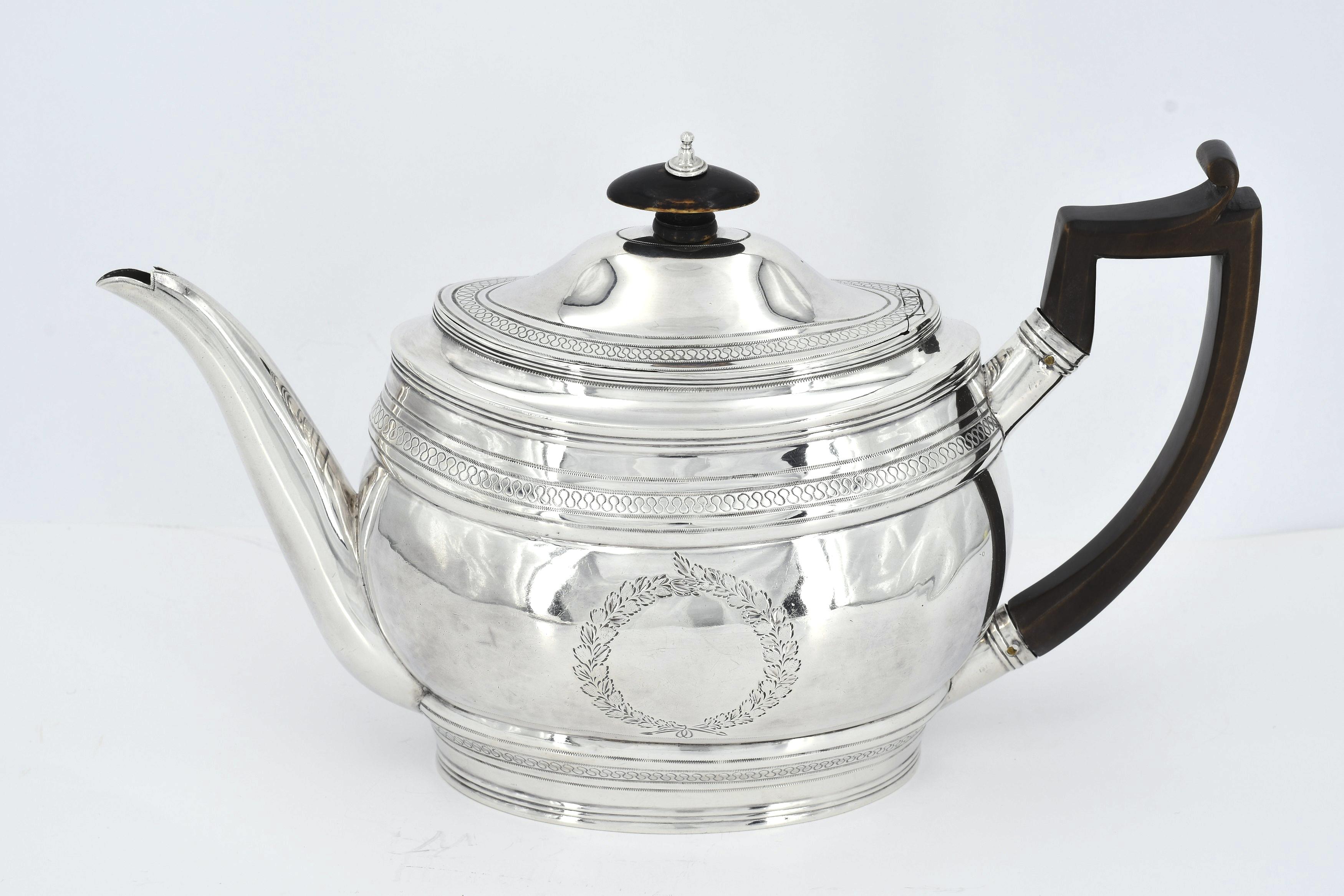 George III silver tea pot on stand - Image 2 of 9