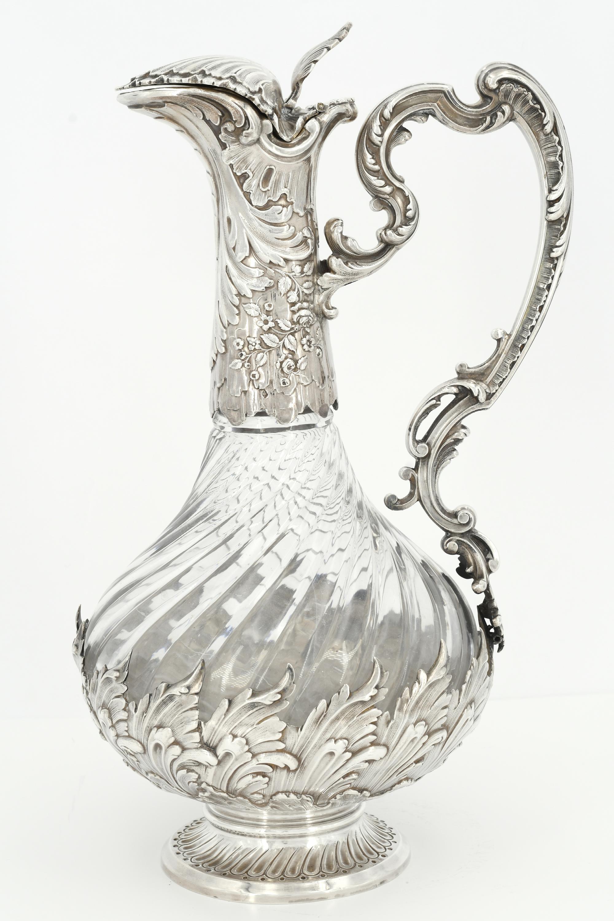 Rococo style silver and glass carafe - Image 4 of 8