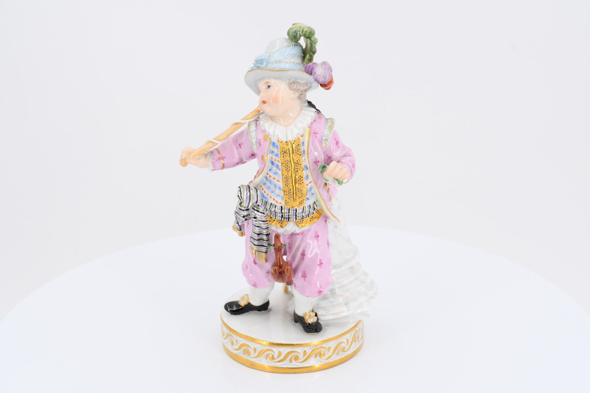 Porcelain figurines of boy with stick horse and lady feeding kitten - Image 2 of 11